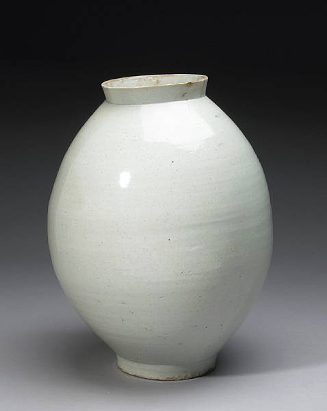 Appraisal: A white glazed porcelain jar Joseon Dynasty th Century Thickly