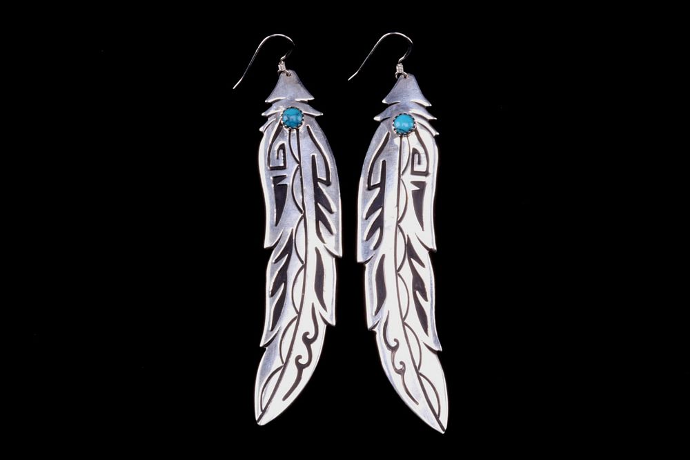 Appraisal: Navajo T R Singer Sterling Turquoise Earrings For your consideration