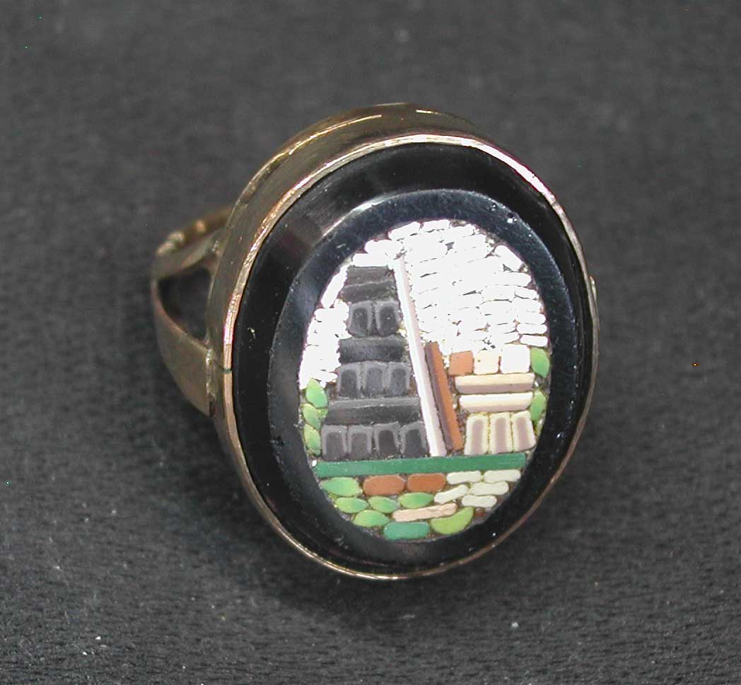 Appraisal: Italian Micro-Mosaic Ring ca the oval black ground set with