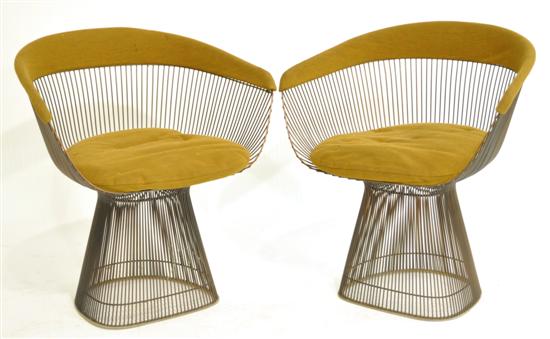 Appraisal: Two Platner bronze finish wire base chairs both with Knoll