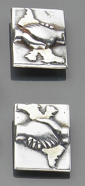 Appraisal: A silver lapel button and matching clip William Spratling both