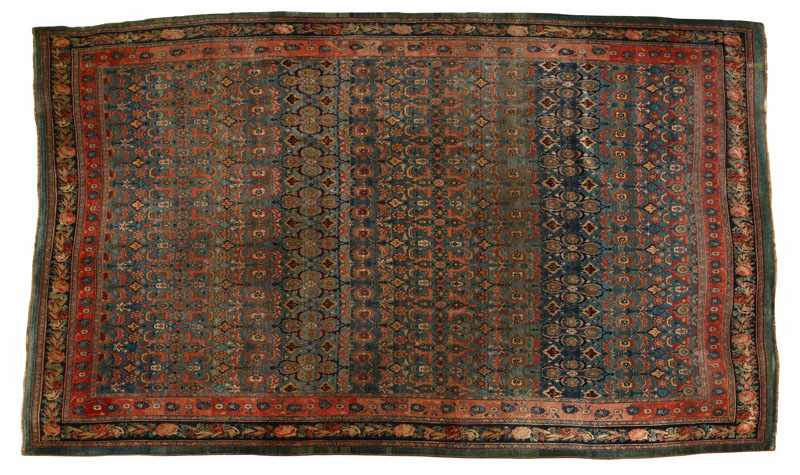 Appraisal: An antique Persian Bijar carpet Circa with 'Franghe' rose border