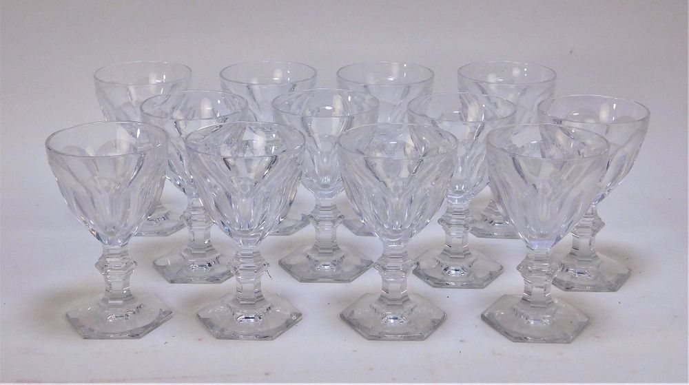 Appraisal: Set Boxed Baccarat Harcourt White Wine Glasses France th Century