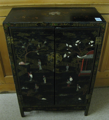 Appraisal: TWO-DOOR SIDE CABINET Chinese th century having a black lacquer