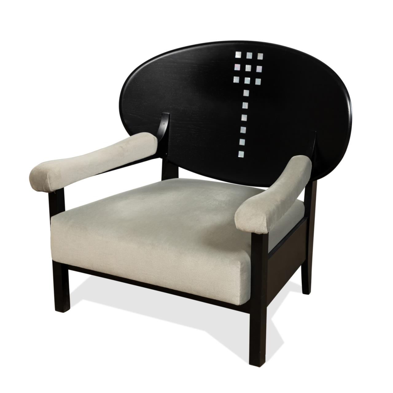 Appraisal: ALIVAR MACKINTOSH BLACK DUG OUT ARMCHAIR W MOP Alivar Italian