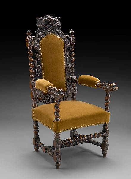 Appraisal: A Charles II style carved walnut child's armchair late th