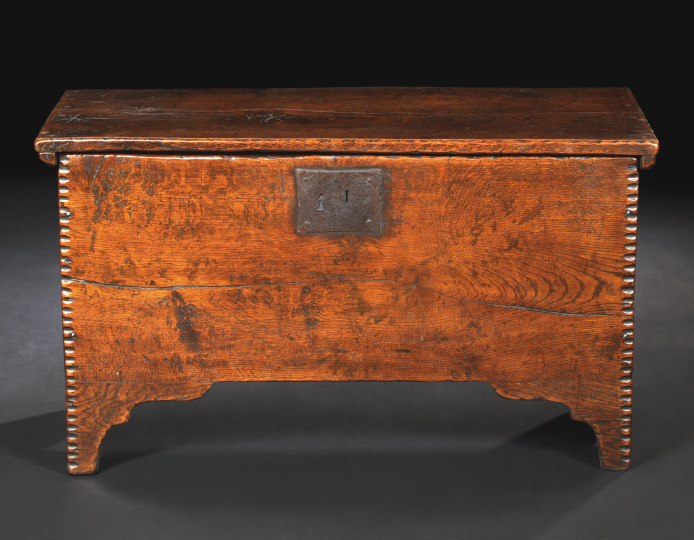 Appraisal: Continental Provincial Oak Coffer late th century the rectangular top