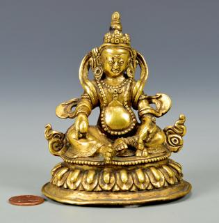 Appraisal: Gilt Bronze Sculpture Jambala Asian possibly Tibetan gilt bronze sculpture