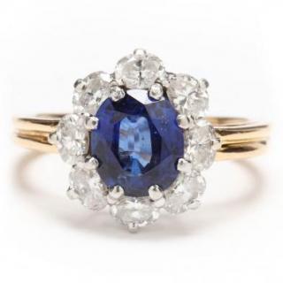 Appraisal: KT Platinum Ceylon Sapphire and Diamond Ring Oscar Heyman centering