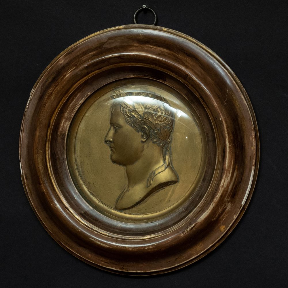 Appraisal: French Gilt Bronze Profile Portrait of Napoleon Signed Andrieu F