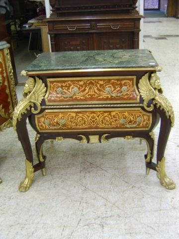 Appraisal: INLAID MARBLE TOP CHEST W BRONZE ORMALU