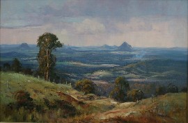 Appraisal: Chris Huber born Towards the Glass House Mountains Queensland oil