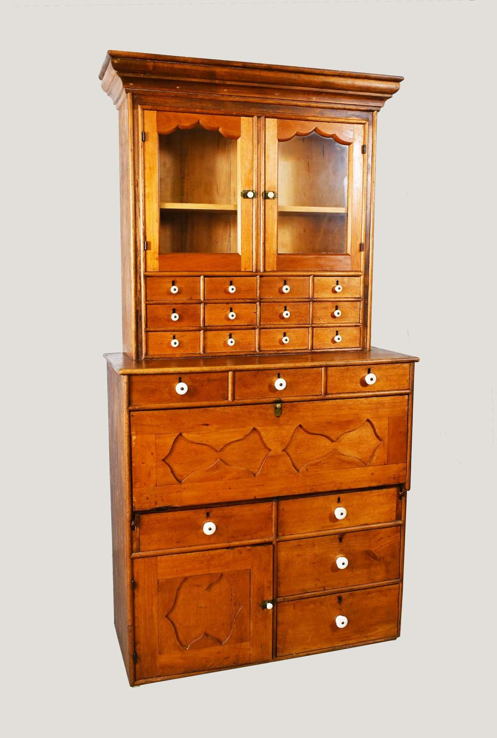 Appraisal: AMERICAN STAINED BEECHWOOD APOTHECARY CABINET th Century and later Midwest