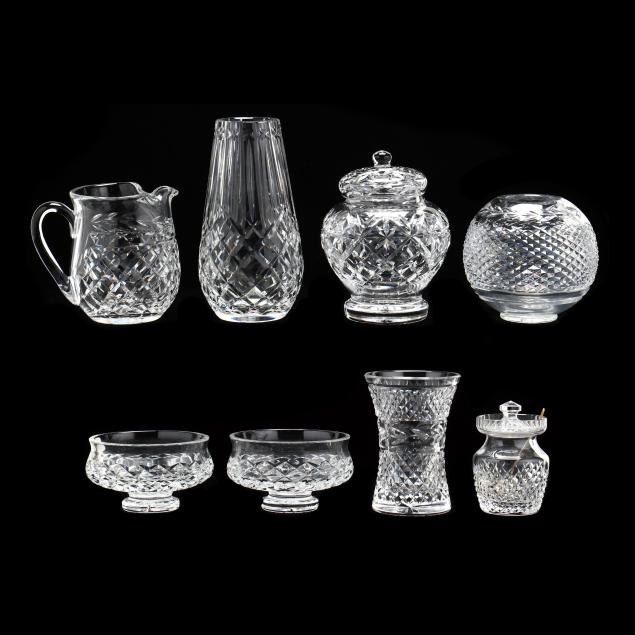 Appraisal: EIGHT PIECES OF ASSORTED WATERFORD CRYSTAL Including a pitcher pair