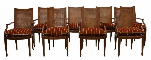 Appraisal: lot of Alfonso Marina double cane armchairs th c walnut