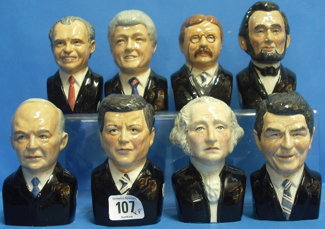 Appraisal: Set of Bairstow Manor USA Presidents small Character Jugs to