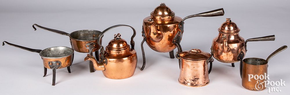 Appraisal: Group of copper and iron cookware th c Group of