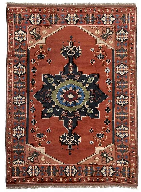 Appraisal: Turkish Carpet rust field ft in x ft in Condition