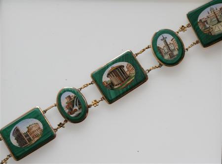 Appraisal: A mid th century micro mosaic bracelet composed of alternating