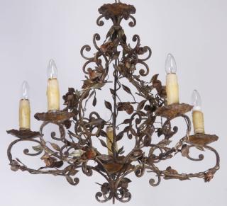 Appraisal: Early th c French wrought iron chandelier Early th century