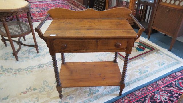 Appraisal: Antique Washstand with drawer and lower shelf spindle towel bars