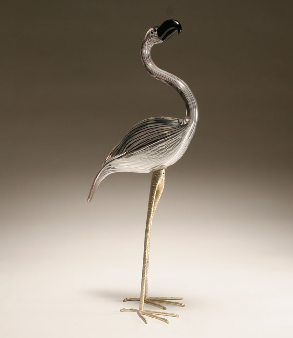 Appraisal: Salviati art glass figure of a flamingo with gilt metal