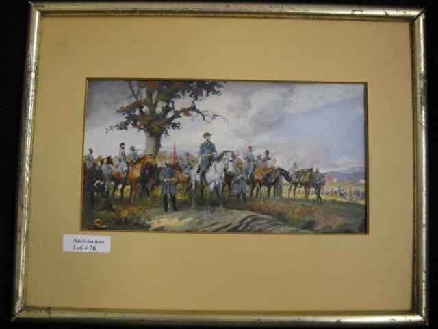 Appraisal: Civil War Painting with Robert E Lee Soldiers fine oil