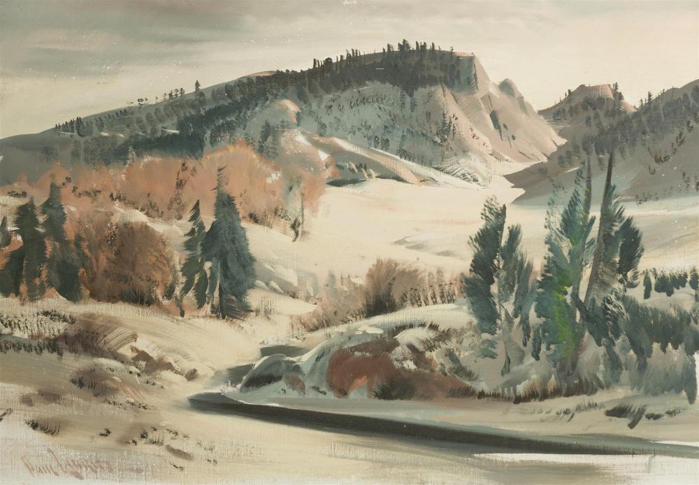 Appraisal: Paul Lauritz - Glendale CA Hills with pines Oil on