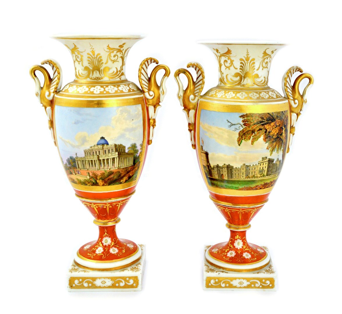 Appraisal: A pair of Chamberlain Worcester porcelain vases circa - each