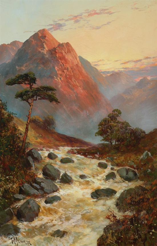 Appraisal: F E JAMIESON English - MOUNTAIN STREAM AT SUNSET signed