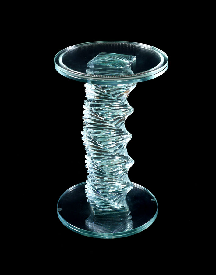 Appraisal: ROTATING TOP CUSTOM GLASS PEDESTAL Twist pedestal support comprised of