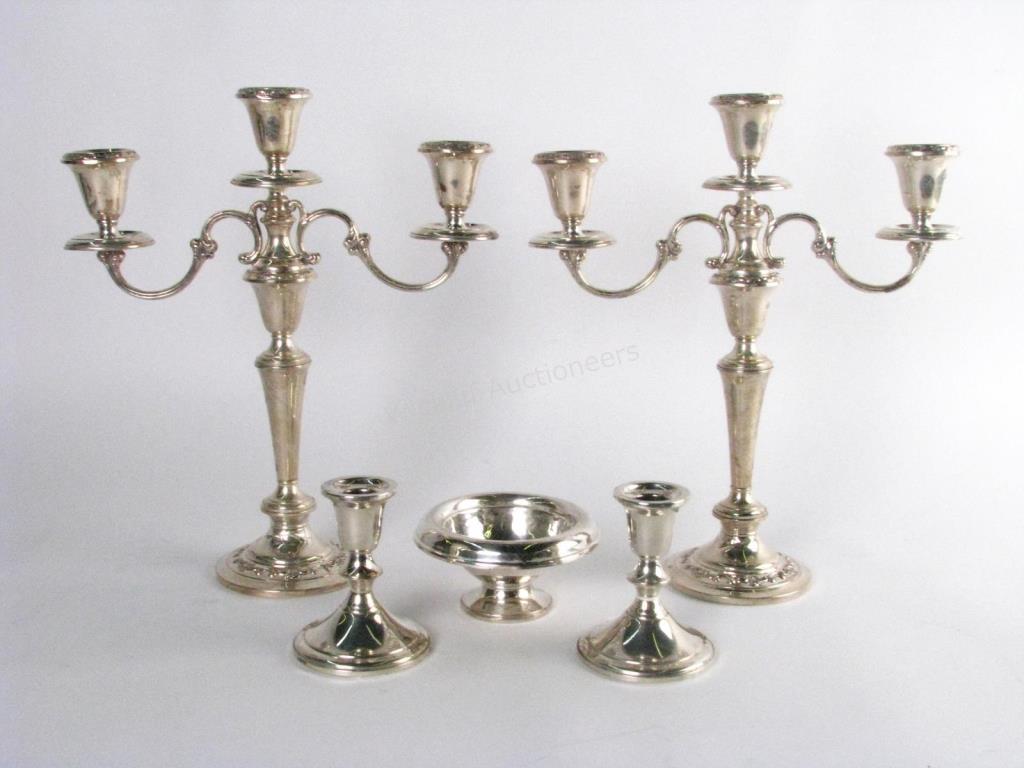 Appraisal: Group of Weighted Sterling Tableware five total including pair of