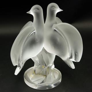 Appraisal: Lalique Ariane Doves Clear and Frosted Crystal Group Signed Lalique