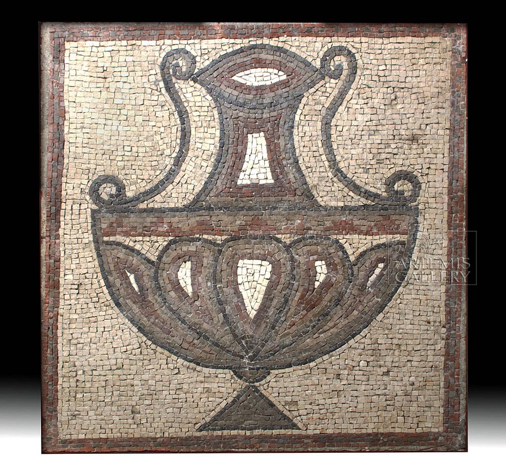 Appraisal: Roman Stone Mosaic Art - Elegant Amphora Roman the Levant