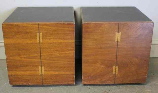 Appraisal: Pair of Lane Cube Tables with Faux Slate Tops From