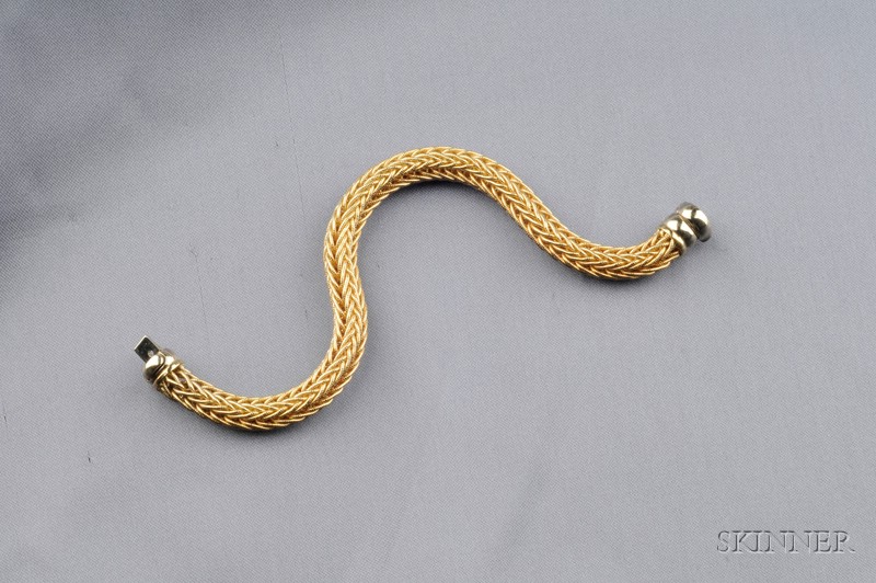 Appraisal: kt Gold Bracelet the tubular form of woven links dwt