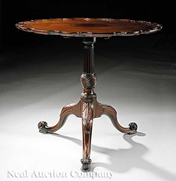 Appraisal: An Antique George III Mahogany Tilt-Top Tea Table with pie-crust