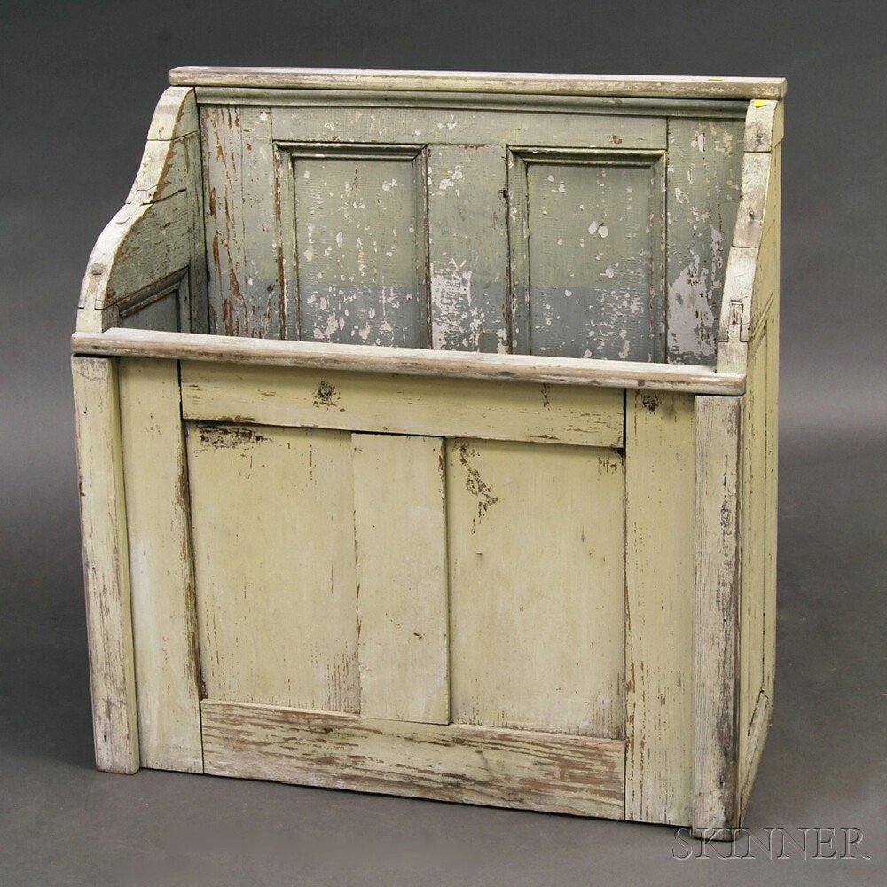 Appraisal: White-painted and Paneled Wood Bin ht wd dp in Estimate