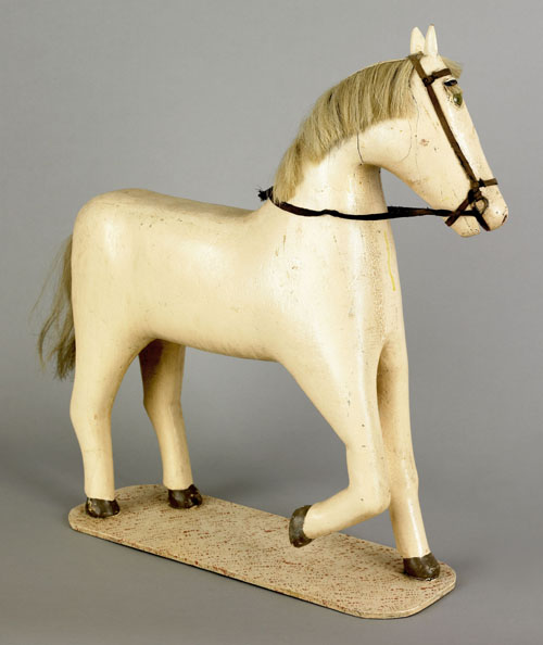 Appraisal: Joseph Gregory carved horse ca with glass eyes horse hair