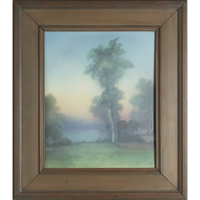 Appraisal: Rookwood plaque vellum tree-lined landscape