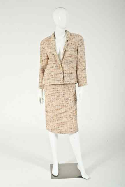 Appraisal: TWO-PIECE CHANEL SUIT Spring size Delicate pastel colored textured wool