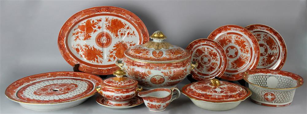 Appraisal: CHINESE EXPORT 'ORANGE FITZHUGH' PART DINNER SERVICE th Century including