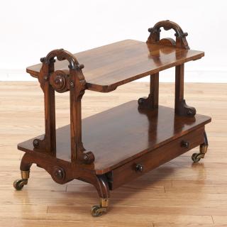 Appraisal: Victorian walnut Canterbury table Victorian walnut Canterbury table th c