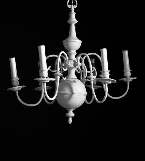 Appraisal: Colonial Revival-Style Polychromed Metal Six-Light Chandelier mid- th century the