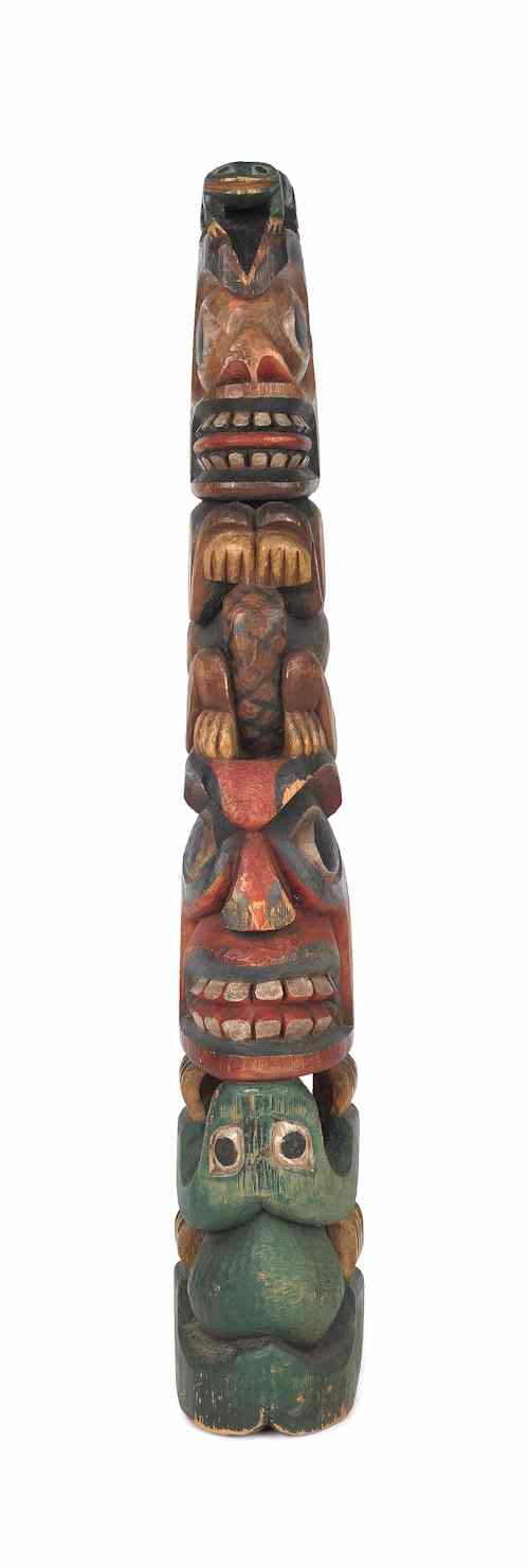 Appraisal: Northwest Coast carved and painted Tlingit totem pole early th