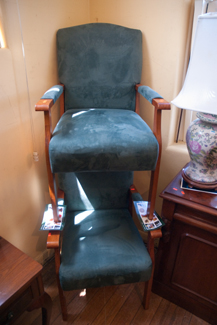 Appraisal: TWO GREEN UPHOLSTERED CARVERS