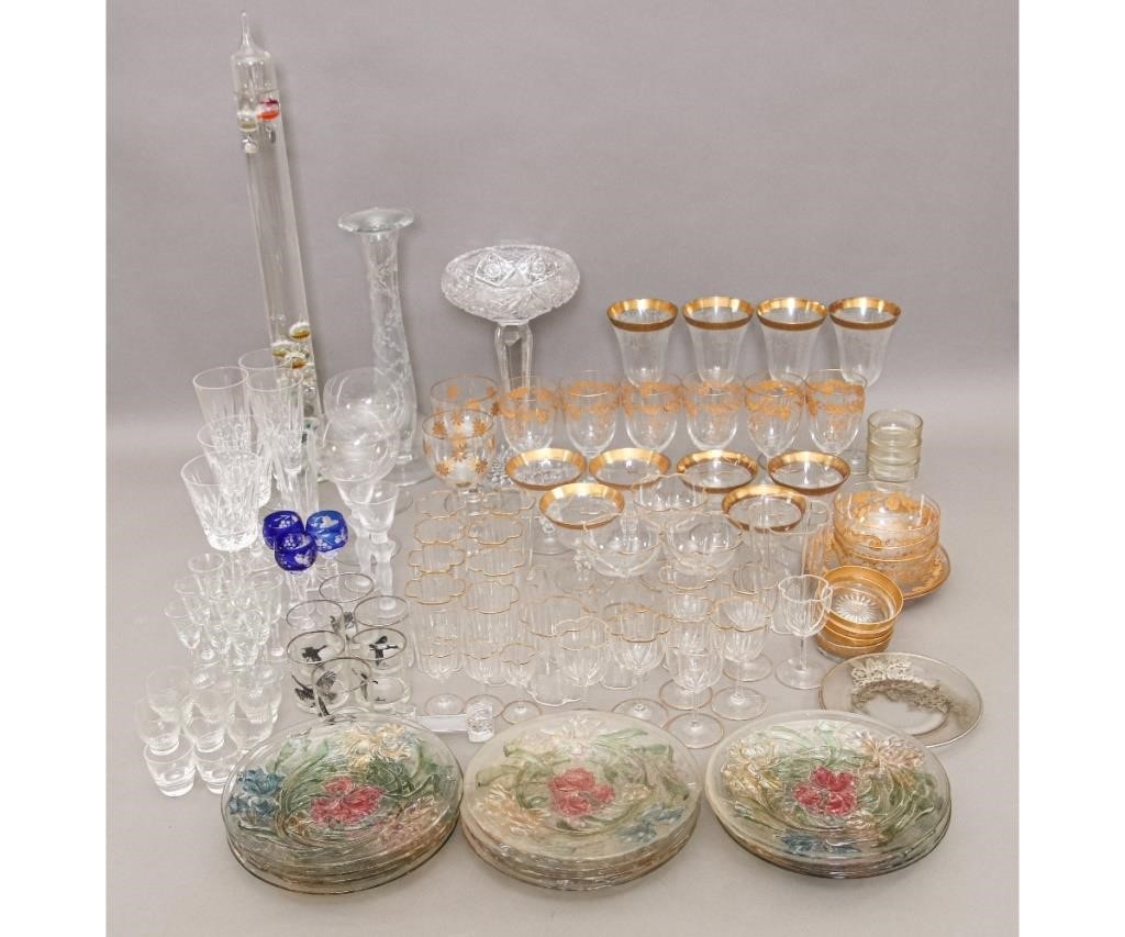 Appraisal: Large grouping of glass tableware to include goblets cut glass