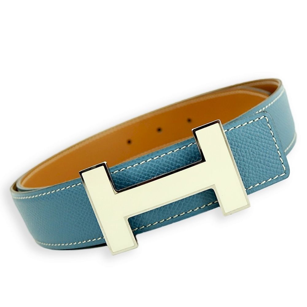 Appraisal: Hermes Blue Jean Epsom Leather Quizz Lacquer Belt Hermes Blue