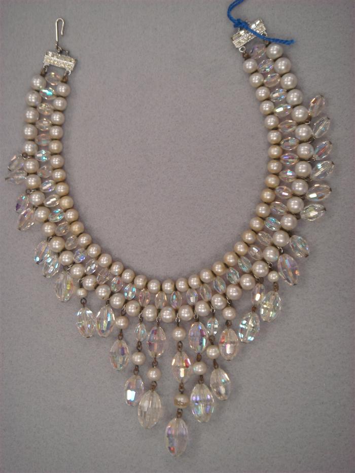 Appraisal: Vendome' faux pearl and crystal bib Estimate -