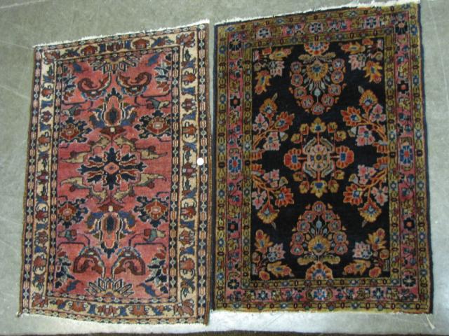 Appraisal: Two vintage Persian semi-antique mats x and x traditional designs